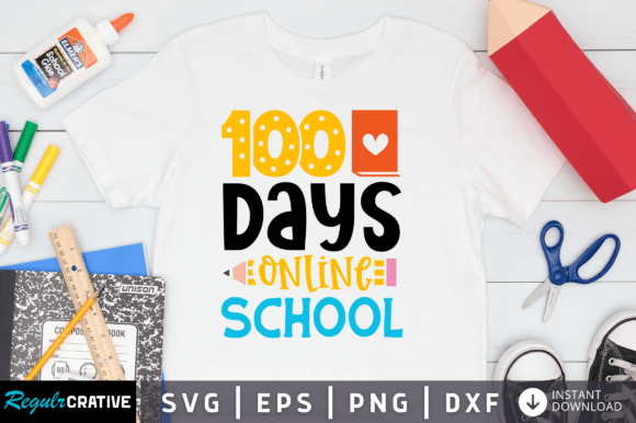 100 Days Online School SVG Design