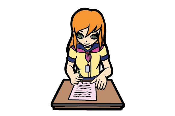Female Student Writing: A Versatile Graphic Design Asset for School Amp and Crafts Projects