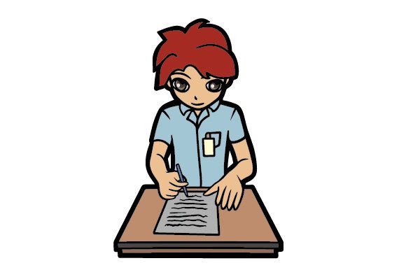 Male Student Writing Embroidery Design Review