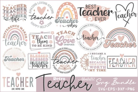 Retro Teacher SVG Bundle: Graphics and Crafts