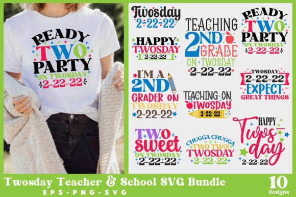 Twosday Teacher School SVG Bundle