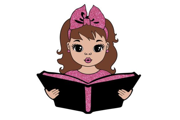 White Girl Reading Book Svg, School Svg